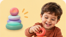 Criança brincando com peças coloridas