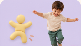 Criança participando de uma brincadeira de movimento